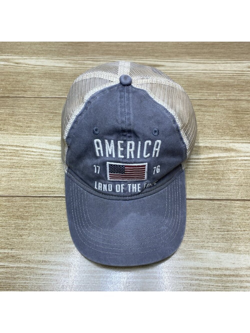 America Land Of The Free Trucker Cap Jean Adjustable Hat US Flag Strap Back